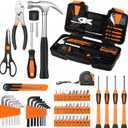 58-Piece Tool Kit Basic Home Repair Tool Set, General Household Hand Tool Kit,Small Tool Kit with Plastic Toolbox Mini Tool kit for Women, Office & College Repairs Orange