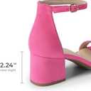 DREAM PAIRS Womens Low-Chunk Low Heel Pump Sandal, Size 8, Fuchsia/ Suede, LOW-CHUNK