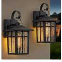 2 Pack Dusk to Dawn Outdoor Wall Lights, Aluminum Exterior Light Fixtures Wall Mount with Ripple Glass, Waterproof Black Porch Lights, Outside Wall Lantern for Entryway, Garage, Patio