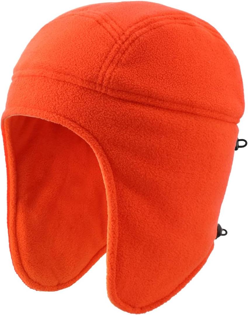 Home Prefer Mens Womens Warm Fleece Beanie Earflap Winter Hat Outdoor Winter Cap (Large, Orange)
