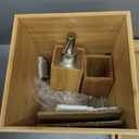 5-Piece Bathroom Decor Set - Bamboo Vanity Accessories with Trash Bin, Soap Dish, Soap Dispenser, Toothbrush Holder, and Tray by Lavish Home (Natural)