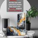 Compatible with Samsung Galaxy S24 Plus & S25 Plus Case Cute with Card Holder/Slim Slot Wallet Phone Case for S24+ & S25+ / Grey Yellow Marble Natural Stone Swirls Painting