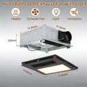Bathroom Exhaust Fan (with Lighting and Heating) 4-in-1 Ventilation System | 1800W Heating, 190 CFM Airflow, Ultra-Quiet 30 dB | Easy Install, Cutout Size: 11.2 x 11.2 in, Large