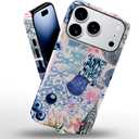 Case Compatible with iPhone 17 Pro,Scratch Resistant Hybrid 2-Layer Hard Shell Phone Case,Ball Blue Bow Flower Collage Aesthetic