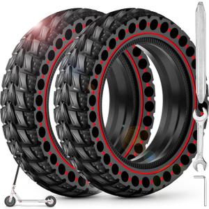 BANGTING 2PCS Upgrade 50/75-6.1 Electric Scooter Solid Tires, 8.5x2.0 Tires Tubeless for Gotrax GXL V2/XR/APEX, 8 1/2 x2 Tire Replacement for Hiboy S2, Xiaomi 3 Lite/3/Pro 2/1s/M365 (Red)