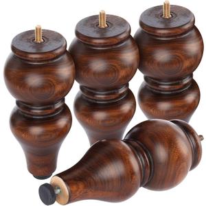 Wood Furniture Legs 8 inch - Sofa Legs Set of 4 Replacement Couch Legs - Round Furniture Feet Replacement for Legs for Furniture - Sofa Legs, Chair, Dresser, Ottoman, Coffee Table, Cabinet, Etc. Brown