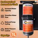 12V DC RV Fresh Water Pump, 7.0GPM 75PSI, Five Chamber Self-Priming Diaphragm Pump, with 1L Pressure Tank