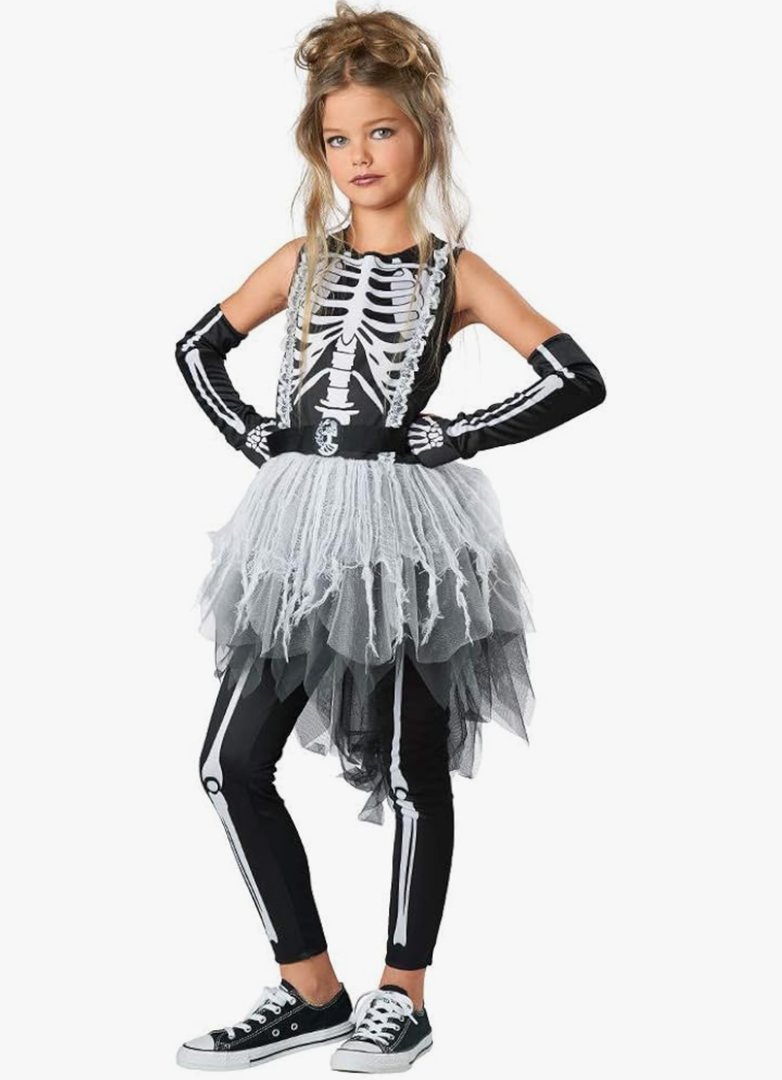 Seasons Halloween Girls Ghostly Skeleton Costume, Size S(4-6)