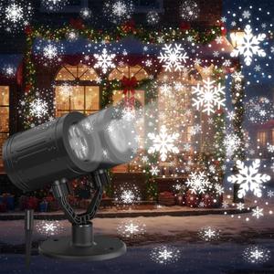Christmas Projector Lights Outdoor, Dual Head Snowflake Lights Night, Christmas Dynamic Snow Lamp Projection, Xmas Holiday Indoor Party Decor, Waterproof Snow Flake Light Home Decorations