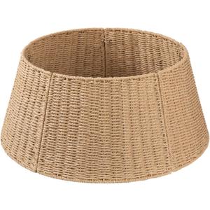 OIAHOMY Christmas Tree Collar, Wicker Holiday Tree Skirt & Stand Base Cover,Paper Rope Christmas Decor, Natural-24 inch (Large)