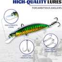 OSP Salt and Freshwater Lure Colletions - Stripers, GT, Large Mouth bass, Smallies, Pike, Musky, Top Water Popper, Jerk Baits, Twitch Baits, Bionic 3D Eyes with VMC Hook (B1-4.7",0.74oz)