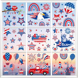 Patriotic Window Clings, 101PCS Independence Day Decorations, USA Stars, Reusable Static Clings for School, Home, Office, Party Supplies