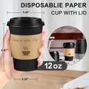 Clawsoff 100 Pack 12 oz Coffee Cups with Lids, Disposable To Go Paper Coffee Cups with Sleeves and Stirring Sticks for Hot/Cold Drinks Office Home Shop Event (Black)