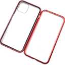 For iPhone 11 magnetic mobile phone shell all-inclusive for Apple 11 double glass Case magnetic Protective cover metal frame red