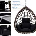 Egg Chair Cushion Waterproof Outdoor/Indoor-Thicken Hanging Basket Swing Cushion,Hanging Egg Chair Cushion Replacement with Headrest for Outdoor Patio Garden Furniture