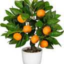 Artificial Potted Plants 16.1 inches Fake Orange Tree Artificial Citrus Fruit Plant with White Pot Faux Plants Indoor for Home,Office, Living Room Table, Desk