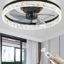 Ceiling Fans with Lights, 20 inches Black Flush Mount Ceiling Light with Reversible Fan 6 Wind Speeds Dimmable Seamless Color, Ceiling Light Fixture for Bedroom, Living Room and Kids Room