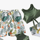 IFFEI Family Matching Swimsuits Two Pieces Bikini Set Floral Leaf Printed Bathing Suits For Men and Women Size: L