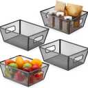 Maxdot 4 Pcs Metal Wire Storage Baskets with Handle 11. 8in Mesh Steel Organizers Bin Containers for Home Organizing Cabinet Pantry Closet Kitchen Fridge Fruit Makeup Snacks Gifts(Black)