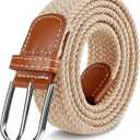 2 x Multicolored Woven Stretch Belt for Men and Women, Braided Elastic Golf Belts Jeans Casual Pants Sport Belt