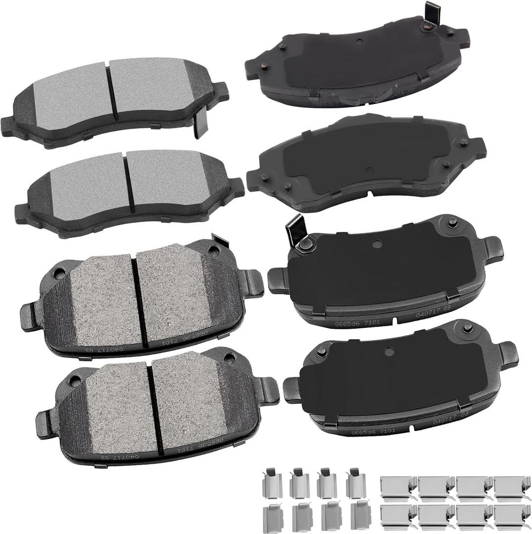 cciyu D1327 D1326 Front & Rear Ceramic Brake Pads 2008-2012 For Chrysler Town & Country,2008-2012 For Dodge Grand Caravan,2009-2013 For Dodge Journey,2012 For Ram C/V,2009-2012 For Volkswagen Routan