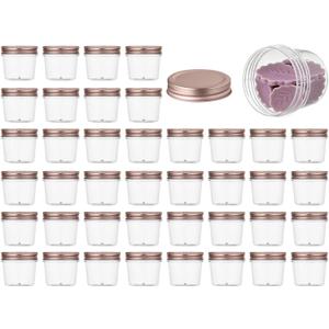 novelinks 4 oz Small Plastic Jars with Lids, 40 Pack Mini Plastic Mason Jars with Lids 4oz, Craft Storage Containers & Canning Jars & Small Spice Jars for Kitchen Organization (40 Pack,Rose Gold)