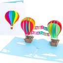 PopLife HAPPY BIRTHDAY Hot Air Balloons 3D Pop Up Birthday Card - Bday Card for Coworker, for Kids Party - Colorful Surprise, Small Gift - Folds Flat for Mailing - for Mom, for Dad, for a Friend