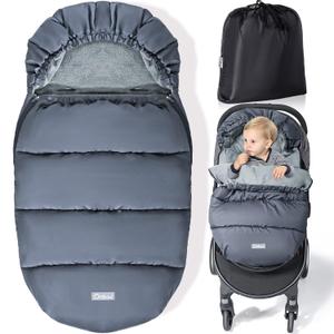 Orzbow Universal Stroller Footmuff, Winter Baby Stroller Bunting Bag, Warm Coral Fleece Stroller Sleeping Bag for Cold Weather, Waterproof & Windproof, Baby Winter Must Have, Grey (Large)