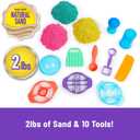 Kinetic Sand, Ultimate Sandisfying Set with 2lbs Play Sand (Pink, Yellow & Teal), 10 Tools & Molds, Sensory Toys for Kids Ages 7 and up