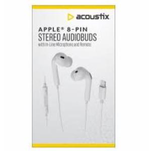 Acoustix Apple 8-pin Stereo Audiobuds With In-Line Microphone And Remote White