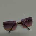 knliwkm Rimless Rectangle Y2k Sunglasses for Women Men Cute Small Clear Frameless Tinted Lens 2000S Fashion Shades Butterfly (Gold, Purple/ Pink)