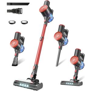 HOUSBRUSH Cordless Vacuum Cleaner with Self-Standing, 40KPA Stick Vacuum Cleaners for Home, 8-in-1 Lightweight Rechargeable Vacuum, 7-Layer Filtration, Ideal for Carpet, Pet Hair, Hardwood Floors