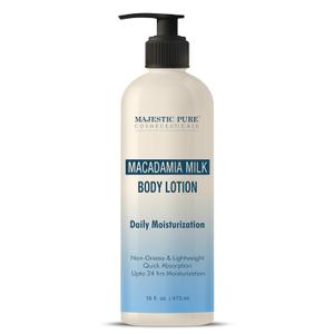 Majestic Pure Macadamia Milk Daily Moisturizing Body Lotion with Aloe Leaf Extracts | Nourishing & Moisturizing | Quick Absorbing, Lightweight & Non Greasy | For All Skin Types | 16fl oz, EXP NOV 04/2025