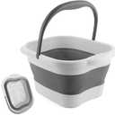Collapsible Foot Soak Tub 15L(4 GL) with Handle, Bath Massager for Dry Cracked Feet, Plastic Grey Foot Bucket