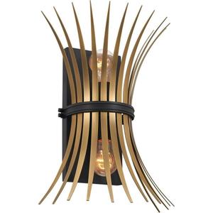 Kichler Baile 16.2 Inch 2 Light Wall Sconce in Natural Brass and Black, 16.25x12.5x8