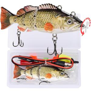 Robotic Swimming Lure 3.9 Electronic Lures USB Rechargeable LED Light 4 Segment Multi Jointed Swimbait Fishing Tackle for Bass Trout Pike (Common Shad)