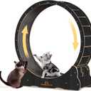 Homegroove Cat Wheels for Indoor Cats, 46-inch Large Cat Exercise Running Treadmill Wheel with Carpeted Runway for Kitties' Longer Life, Black(XL)