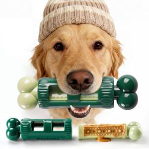 Dog Toys for Aggressive Chewers: Tough Dog Toys for Aggressive Chewers Medium & Large Breed, Indestructible Dog Toy to Keep Them Busy, Bacon Flavor, Durable Nylon, Easy to Use and Clean (1-Green)