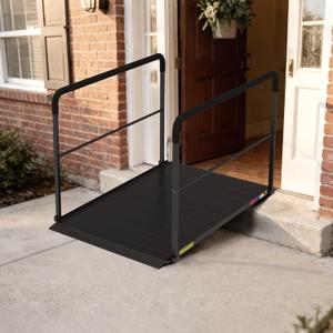 3FT Portable Wheelchair Ramp with Handrails, Black Seamless Aluminum Handicap Ramp,Threshold Ramp for Doorways, Wheel Chair Ramp for Home Steps 800 Lbs Capacity