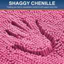 Smiry Luxury Chenille Bathroom Rugs 44x24, Extra Soft and Absorbent Shaggy Bath Mat, Machine Washable, Non-Slip Plush Carpet Runner for Tub, Shower, and Floor, Home Decor Accessories, Hot Pink
