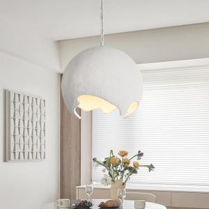 Modern Pendant Lights Kitchen Island, 11.4in Wabi Sabi Pendant Light Fixtures, White Pendant Lighting for Kitchen Island Hallway Restaurant Coffee Shop E26 Base