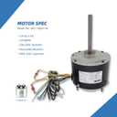W51-14CJA1-02 Condenser Fan Motor 1/4 HP 208-230V 1075RPM Replaces FSE1026SV1 WG840728 D7909 D909 51-23054-11 Reversible Rotation 1.4A 48 Frame with 10uf Capacitor