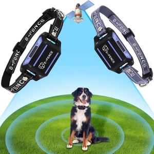E-FENCE GPS Wireless Dog Collar Fence System, Electric Dog Collar Fence,Pet Containment System Rechargeable, Outdoor Use Only(2 Pack)