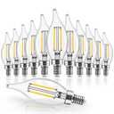 Hizashi Candelabra Light Bulbs 60W Eq 3000K, Dimmable E12 Bulb, 12 Pack