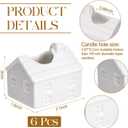 Yookeer 6 Pcs Christmas House Candle Holder White Ceramic Christmas Taper Candle Holders 2 Inch Snow House Candlestick Table Decorations for Winter Xmas Farmhouse Home Kitchen Table Decor