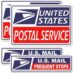 4PCS Rural Mail Delivery Magnetic Signs for Vehicles,Reflective U.S. Magnetic Car Signs with Frequent Stop Sign,Universal Magnetics Bumper Stickers Mail Carrier Accessories