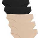 Caterlove Women's Seamless Underwear No Show Stretch Bikini Panties Silky Invisible Hipster 6 Pack L