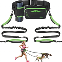 Hands Free Dog Leash 2 Dogs, Adjustable Waist Leash for Dog Walking with Dual Bungees Padded Handle, Shock Absorbing Hands Free Belt for Small Medium-Sized Dogs Outdoor Activities, Black