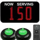 Take a Number System Now Serving Number Sign Simple Queue Management System with 3 Digits Display and NEXT Call Button for Customers Waiting