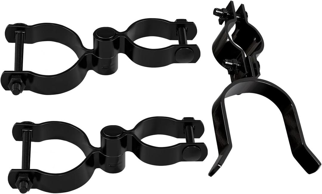 VIVIDA 1-3/8" x 2-3/8" Chain Link Gate Hinge Latch Kit, Include Female & Male Hinges, 1-3/8" x 2-3/8" Gate Fork Latch(1 PCS), Black Powder Coated, Black Chain Link Fence Parts